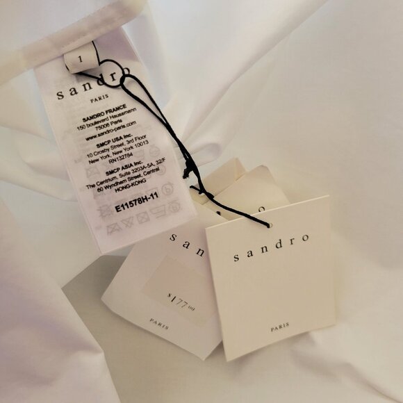 Sandro Paris White Lace Panel Blouse (Size 1) NWT - Picture 6 of 8